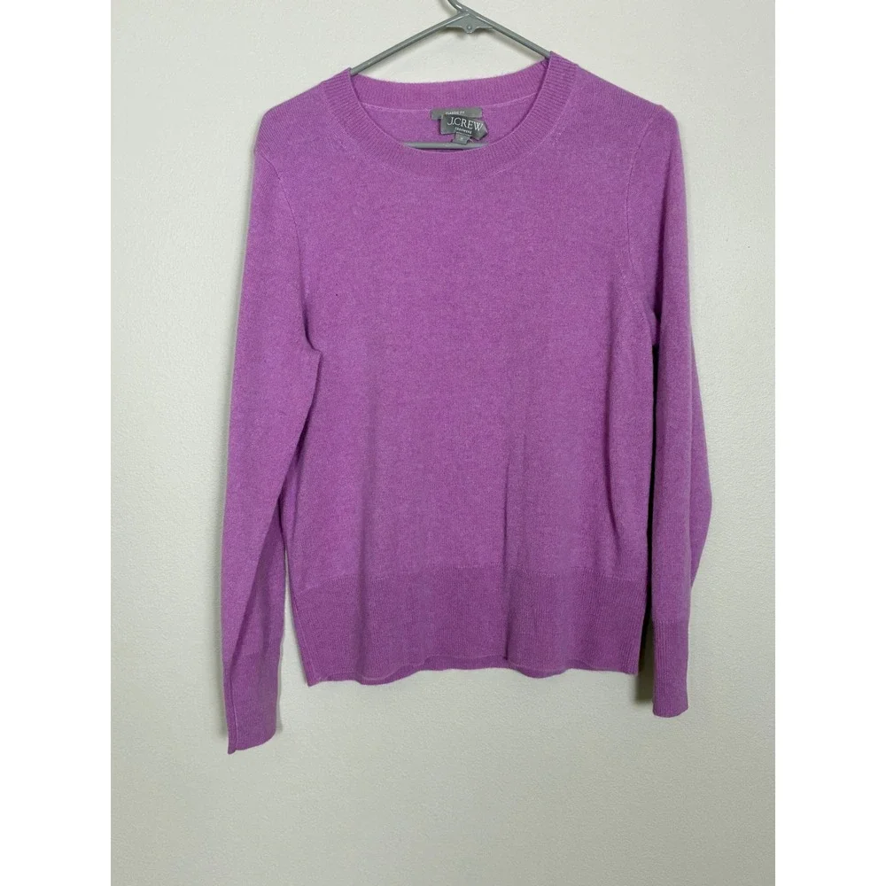 J.Crew Womens 100% Cashmere Crewneck Sweater Purple BA400 FA23 Size Medium